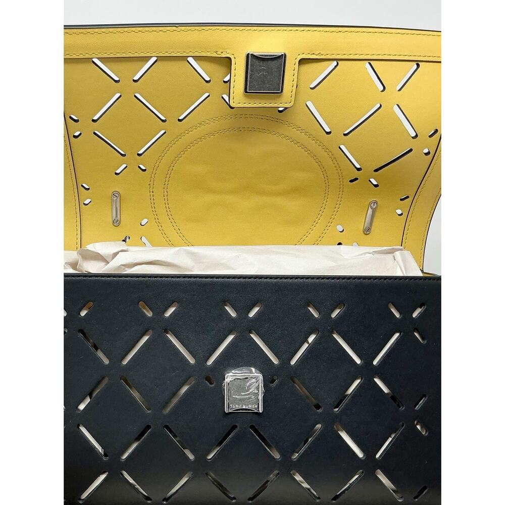 🆕Tory Burch Fleming Diamond Perforated Convertible Shoulder Black Matte Bag NWT - Picture 13 of 16